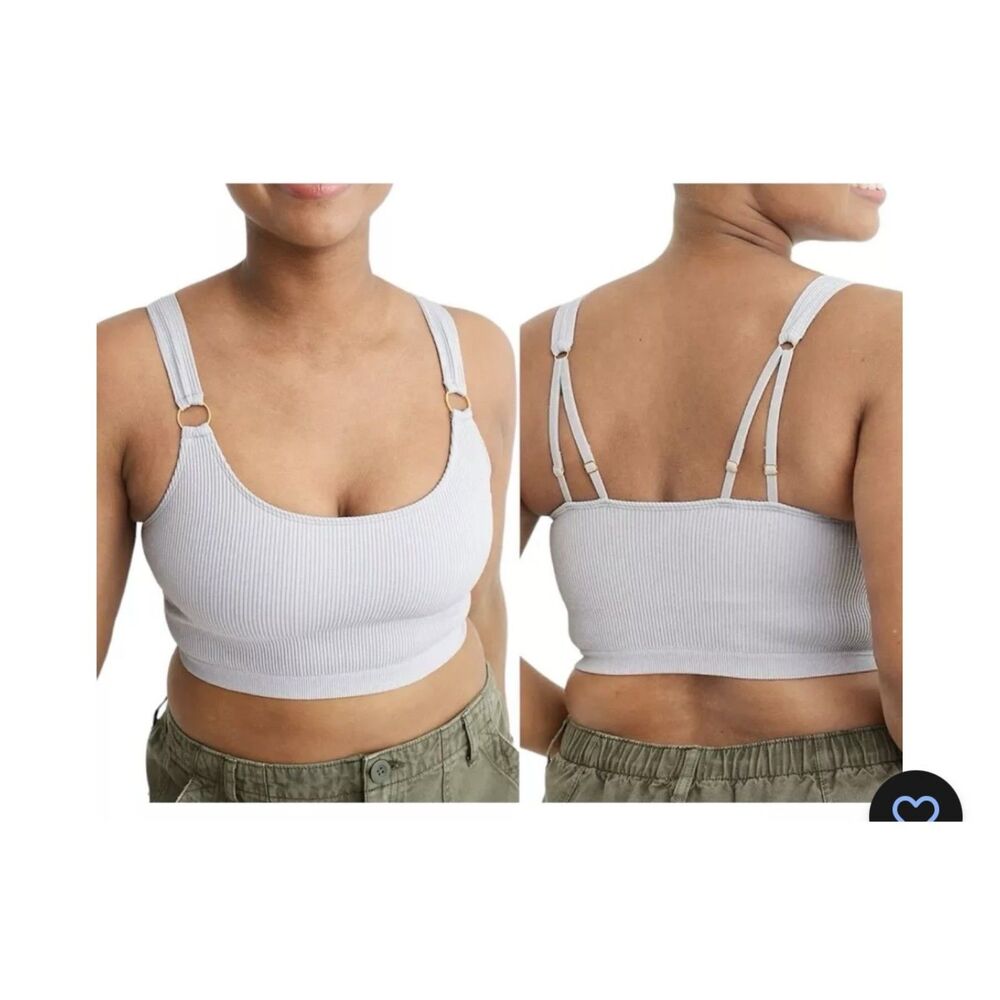 NWT Aerie Ribbed Longline Bralette Ladies Size L Blue/Gray